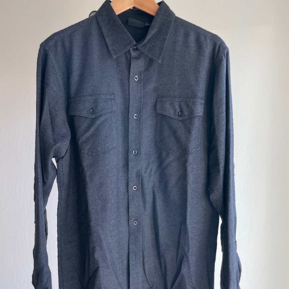 Mens' Subculture Black Woven Casual Button Down, Size L